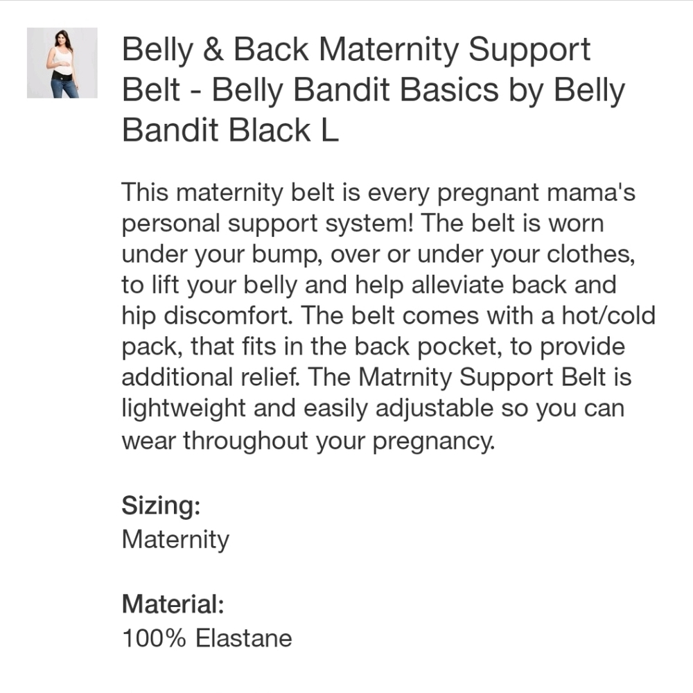 Belly & Back Maternity Support Belt - Belly Bandit Black Large - Picture 5 of 8